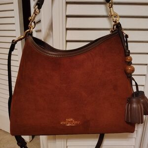 Coach Laurel Rich Brown Suede Shoulder Bag